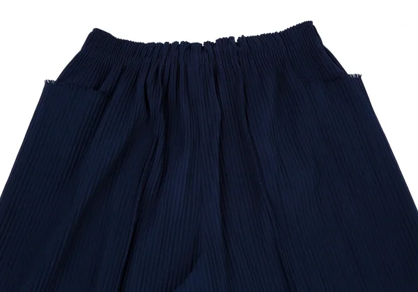 イッセイミヤケ ミーISSEY MIYAKE me ファインニットプリーツワイドクロップドパンツ 紺F K-107581_009