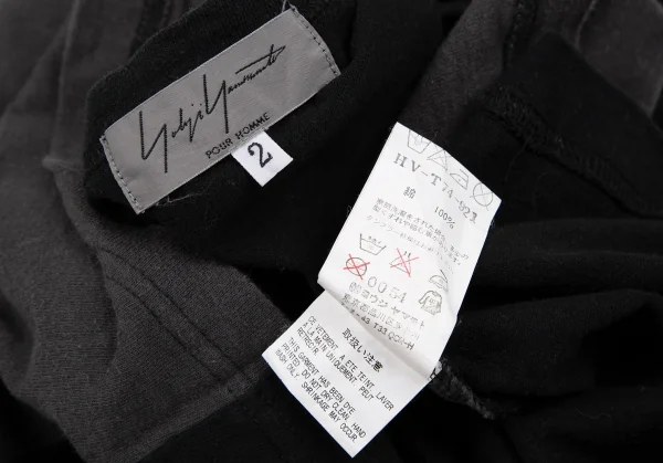 ヨウジヤマモト プールオムYohji Yamamoto POUR HOMME ナンバリングプリントフットボールTシャツ 黒チャコール2 K-107589_014