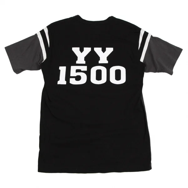 ヨウジヤマモト プールオムYohji Yamamoto POUR HOMME ナンバリングプリントフットボールTシャツ 黒チャコール2 K-107589_002