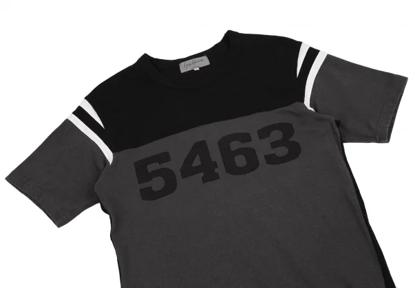 ヨウジヤマモト プールオムYohji Yamamoto POUR HOMME ナンバリングプリントフットボールTシャツ 黒チャコール2 K-107589_004