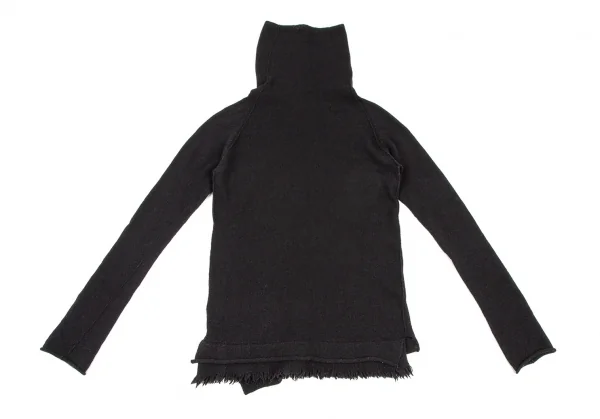 ワイズY's ウール裾フリンジタートルネックニット 黒2 K-107596_013