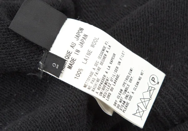 ワイズY's ウール裾フリンジタートルネックニット 黒2 K-107596_018