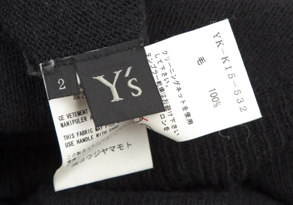 ワイズY's ウール裾フリンジタートルネックニット 黒2 K-107596_019