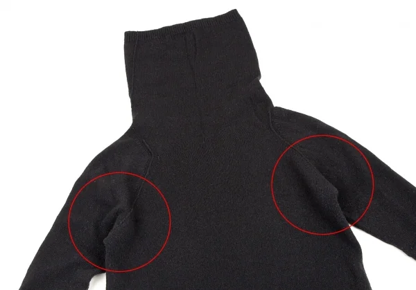 ワイズY's ウール裾フリンジタートルネックニット 黒2 K-107596_003