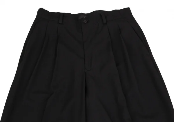 ワイズY's ウールギャバ裾ダブルワイドパンツ 黒2 K-107599_002
