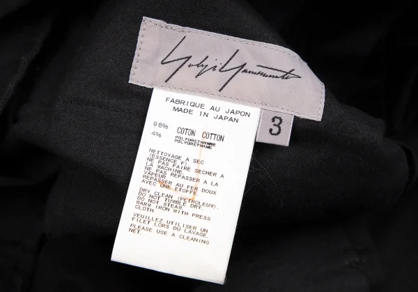 ヨウジヤマモト ファムYohji Yamamoto FEMME コットンワイドチノパンツ 黒3 K-107602_013