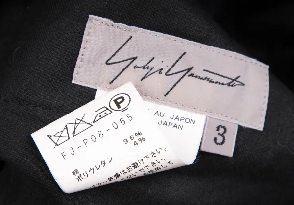 ヨウジヤマモト ファムYohji Yamamoto FEMME コットンワイドチノパンツ 黒3 K-107602_014