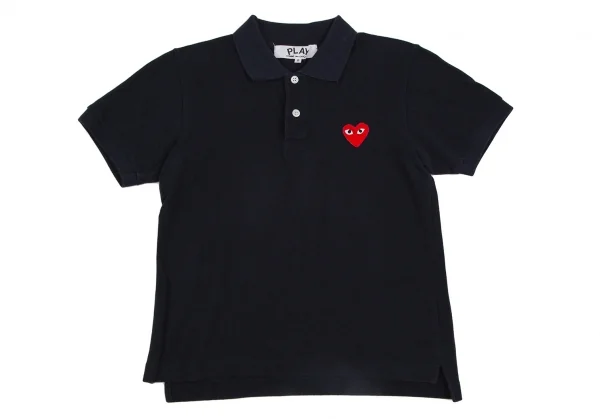 プレイ コムデギャルソンPLAY COMME des GARCONS ハートワッペン鹿の子ポロシャツ 紺S K-107616_002
