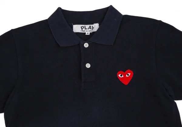プレイ コムデギャルソンPLAY COMME des GARCONS ハートワッペン鹿の子ポロシャツ 紺S K-107616_003