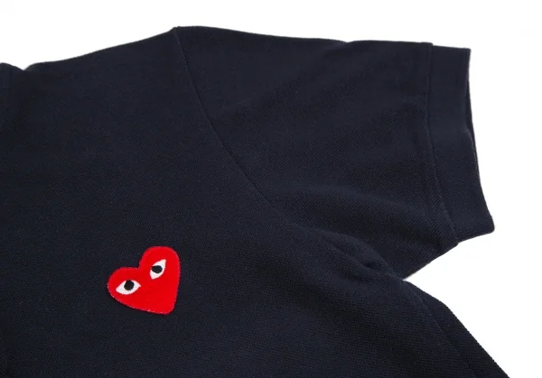 プレイ コムデギャルソンPLAY COMME des GARCONS ハートワッペン鹿の子ポロシャツ 紺S K-107616_006