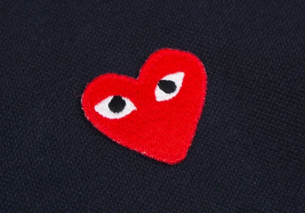 プレイ コムデギャルソンPLAY COMME des GARCONS ハートワッペン鹿の子ポロシャツ 紺S K-107616_007