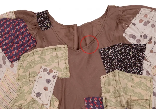 ツモリチサトTSUMORI CHISATO シルクパッチワークトップス 茶2 K-107619_003