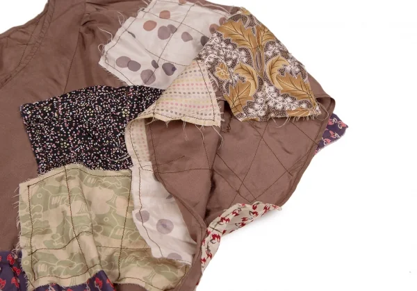 ツモリチサトTSUMORI CHISATO シルクパッチワークトップス 茶2 K-107619_007