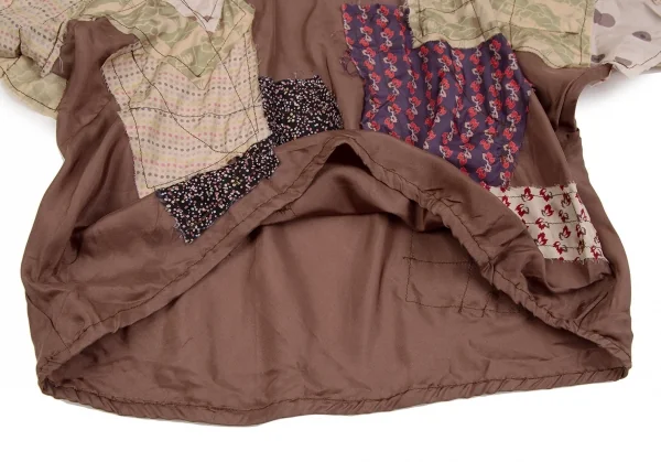 ツモリチサトTSUMORI CHISATO シルクパッチワークトップス 茶2 K-107619_009