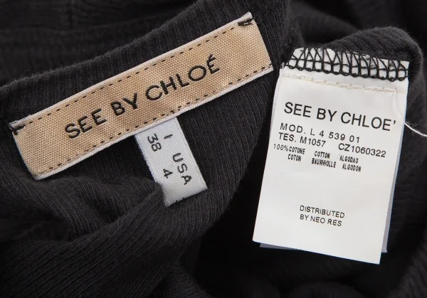 シーバイクロエSEE BY CHLOE プリントリブタンクトップ 黒38 K-107626_011