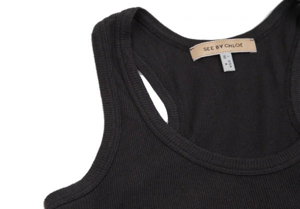 シーバイクロエSEE BY CHLOE プリントリブタンクトップ 黒38 K-107626_004