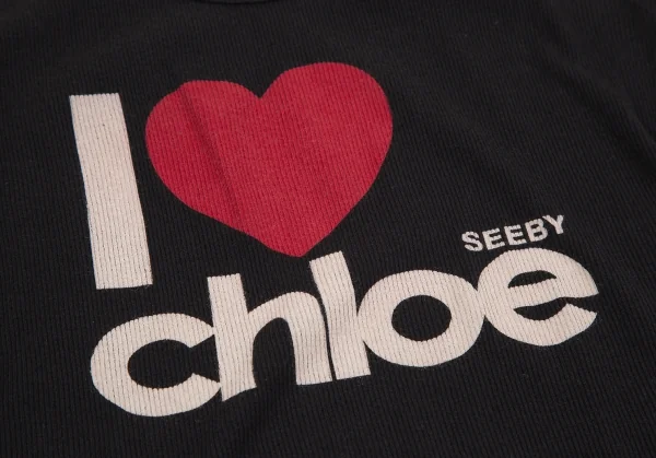 シーバイクロエSEE BY CHLOE プリントリブタンクトップ 黒38 K-107626_006