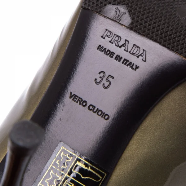 プラダPRADA グラデーションエナメルヒールパンプス ブロンズ黒35(22.5位) K-107631_010