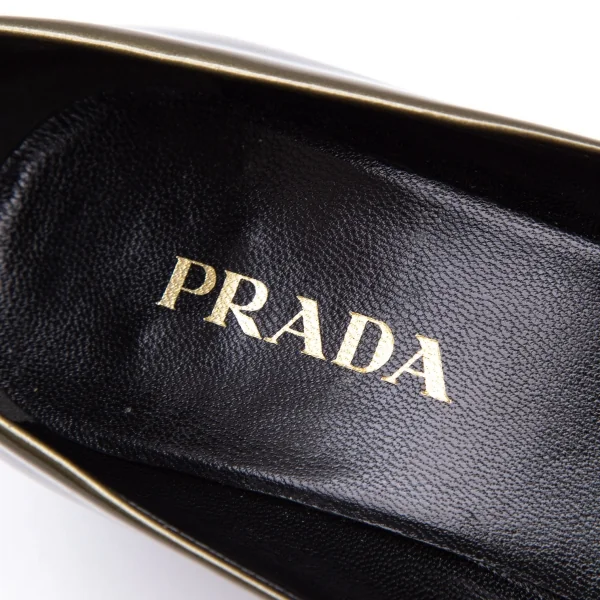 プラダPRADA グラデーションエナメルヒールパンプス ブロンズ黒35(22.5位) K-107631_012