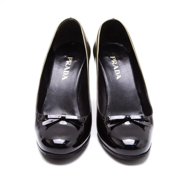 プラダPRADA グラデーションエナメルヒールパンプス ブロンズ黒35(22.5位) K-107631_002