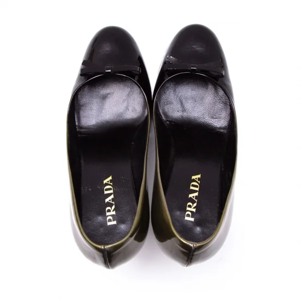 プラダPRADA グラデーションエナメルヒールパンプス ブロンズ黒35(22.5位) K-107631_008