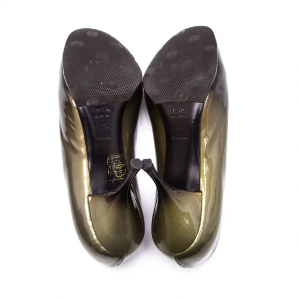 プラダPRADA グラデーションエナメルヒールパンプス ブロンズ黒35(22.5位) K-107631_009