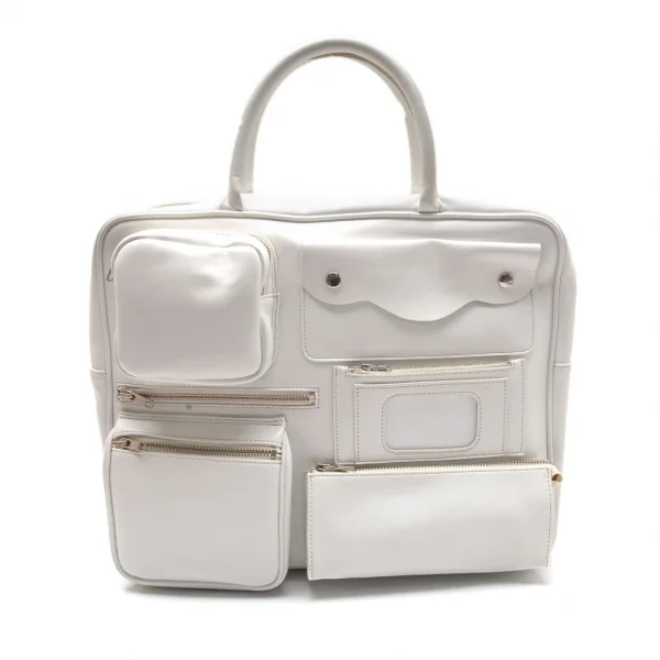 コムデギャルソンCOMME des GARCONS フェイクレザータクティカルポケットバッグ 白 K-107645_001