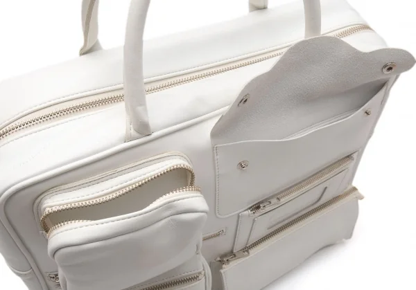 コムデギャルソンCOMME des GARCONS フェイクレザータクティカルポケットバッグ 白 K-107645_010