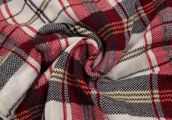 コムデギャルソンCOMME des GARCONS ウールボートネックチェック柄ニットセーター オフ赤緑S K-107658_010