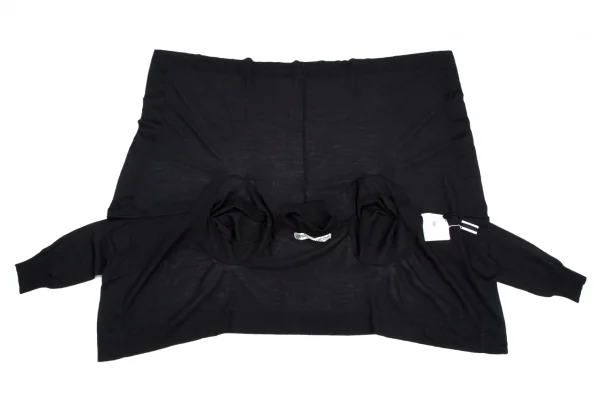 コムデギャルソンCOMME des GARCONS ウールフレアショートタートルネックニットトップス 黒紺S位 K-107659_010