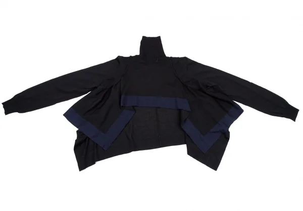 コムデギャルソンCOMME des GARCONS ウールフレアショートタートルネックニットトップス 黒紺S位 K-107659_011