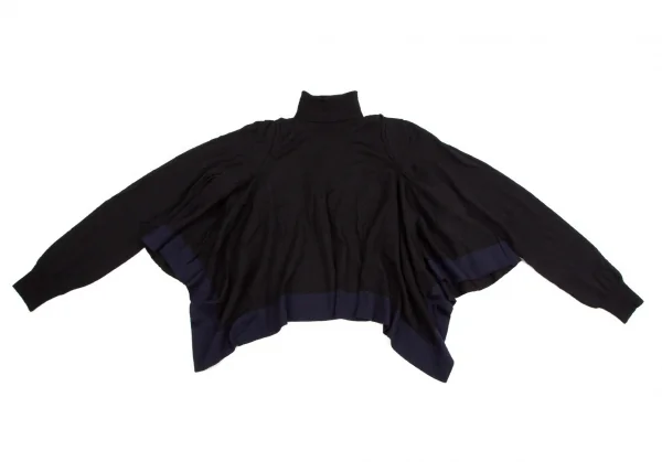 コムデギャルソンCOMME des GARCONS ウールフレアショートタートルネックニットトップス 黒紺S位 K-107659_002