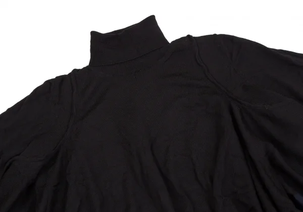 コムデギャルソンCOMME des GARCONS ウールフレアショートタートルネックニットトップス 黒紺S位 K-107659_003