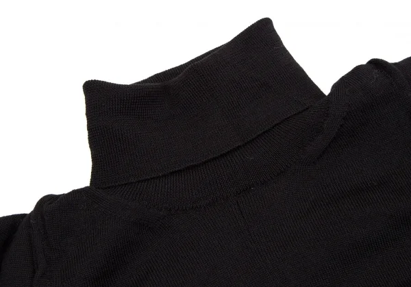 コムデギャルソンCOMME des GARCONS ウールフレアショートタートルネックニットトップス 黒紺S位 K-107659_004