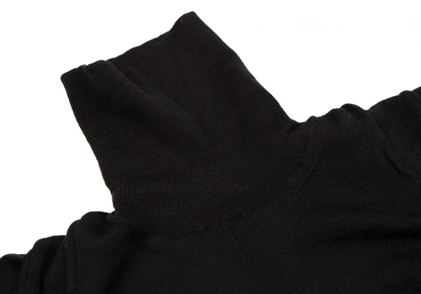 コムデギャルソンCOMME des GARCONS ウールフレアショートタートルネックニットトップス 黒紺S位 K-107659_005