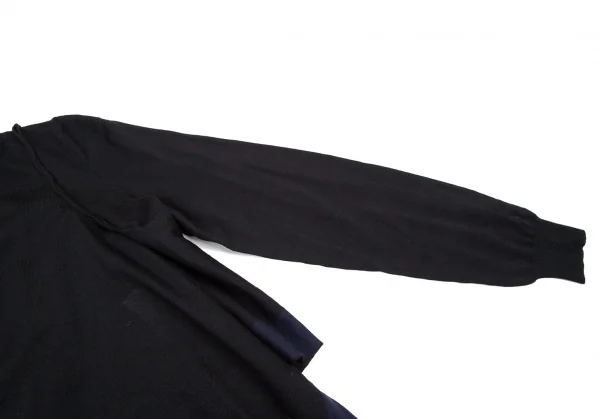 コムデギャルソンCOMME des GARCONS ウールフレアショートタートルネックニットトップス 黒紺S位 K-107659_006