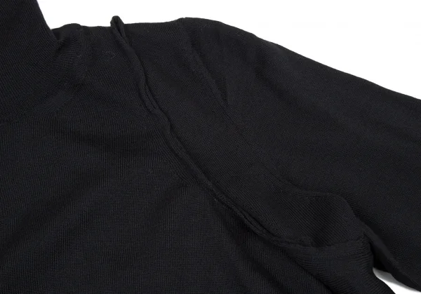 コムデギャルソンCOMME des GARCONS ウールフレアショートタートルネックニットトップス 黒紺S位 K-107659_007