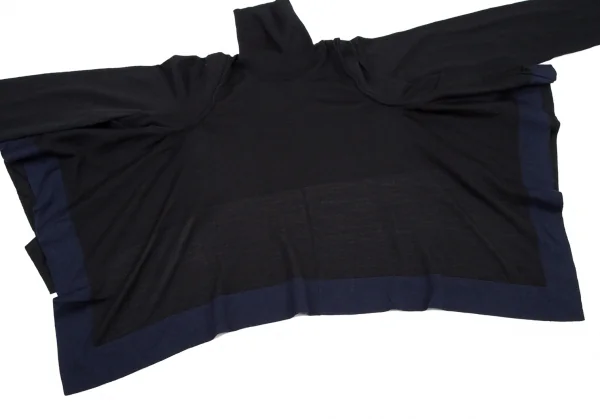 コムデギャルソンCOMME des GARCONS ウールフレアショートタートルネックニットトップス 黒紺S位 K-107659_009