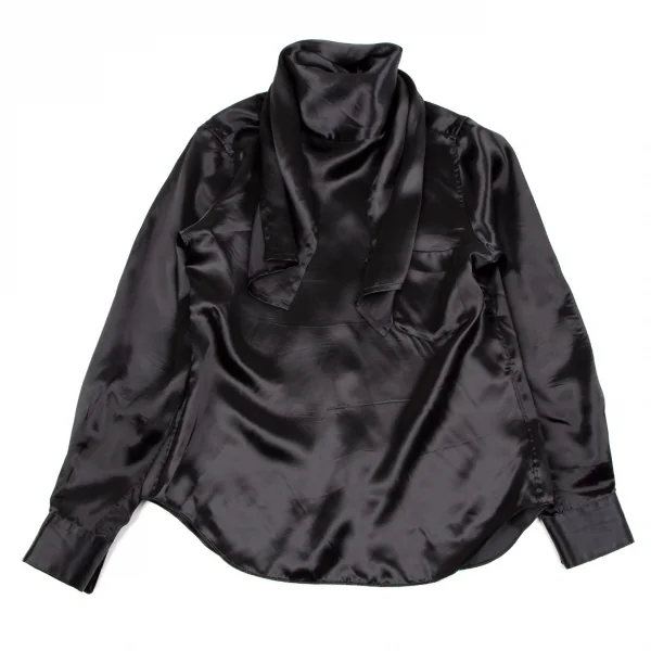 コムデギャルソンCOMME des GARCONS キュプラサテンネックストール前後反転シャツ 墨黒M位 K-107661_002