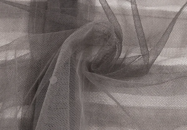 コムデギャルソンCOMME des GARCONS フロントティアード切替チュール半袖シャツ グレージュS K-107665_012