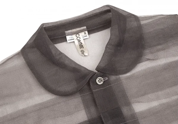 コムデギャルソンCOMME des GARCONS フロントティアード切替チュール半袖シャツ グレージュS K-107665_004