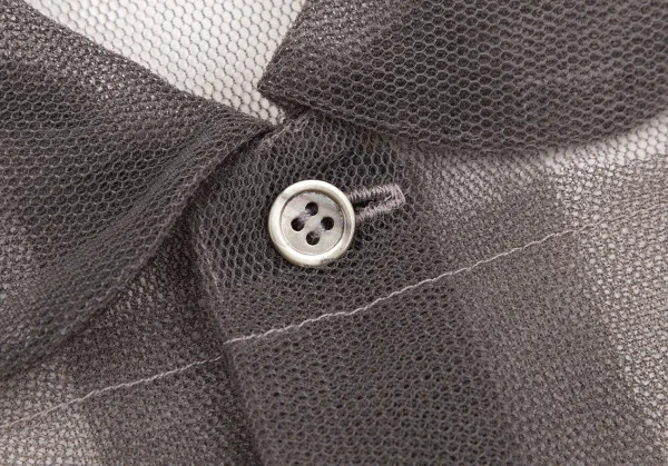 コムデギャルソンCOMME des GARCONS フロントティアード切替チュール半袖シャツ グレージュS K-107665_005