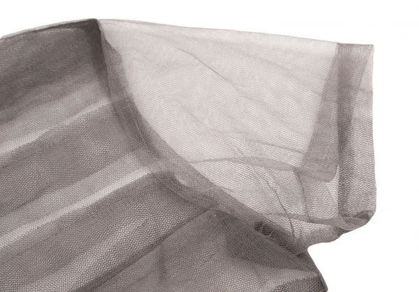 コムデギャルソンCOMME des GARCONS フロントティアード切替チュール半袖シャツ グレージュS K-107665_006