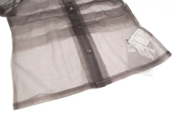 コムデギャルソンCOMME des GARCONS フロントティアード切替チュール半袖シャツ グレージュS K-107665_008