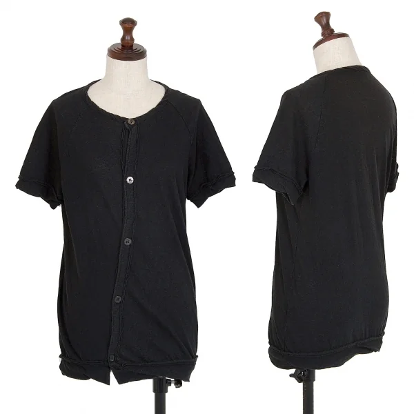 Y's Cotton Linen Bias Cardigan Black 3 K-107689_001