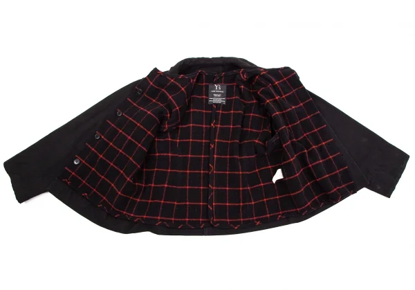 ワイズY's チェックライナー付きコットンウールジャケット 黒3 K-107698_011