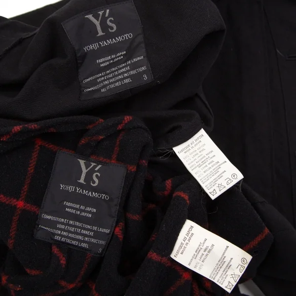 ワイズY's チェックライナー付きコットンウールジャケット 黒3 K-107698_017