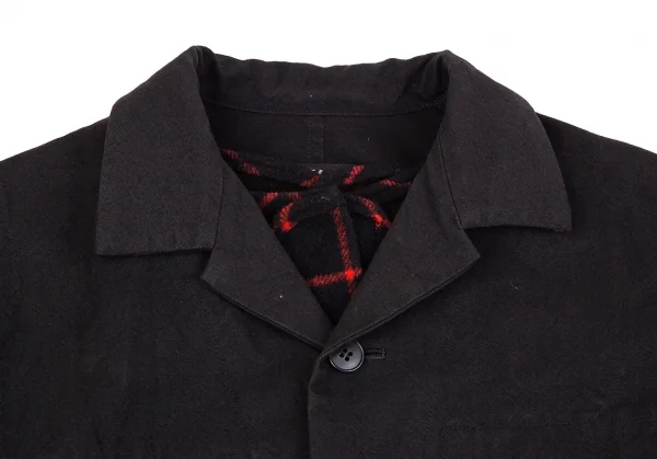 ワイズY's チェックライナー付きコットンウールジャケット 黒3 K-107698_003