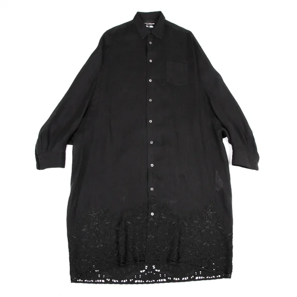 ジュンヤワタナベ コムデギャルソンJUNYA WATANABE COMME des GARCONSリネン裾テープオーバーサイズワンピース 墨黒M K-107717_002