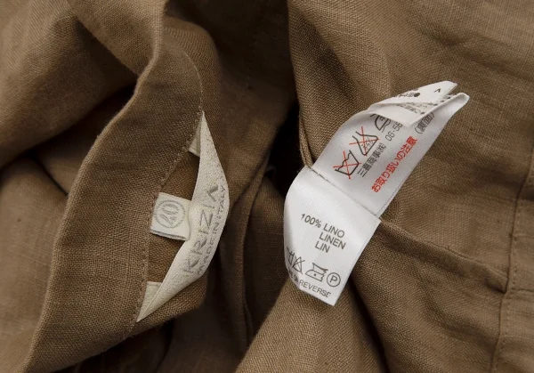 クリッツィアKrizia poi リネン裾ドローコードフレンチスリーブシャツ モカ40 K-107720_012